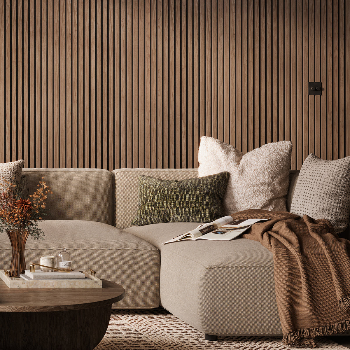 SlatWall Oiled Walnut Acoustic Panel | Naturewall – Naturewall US
