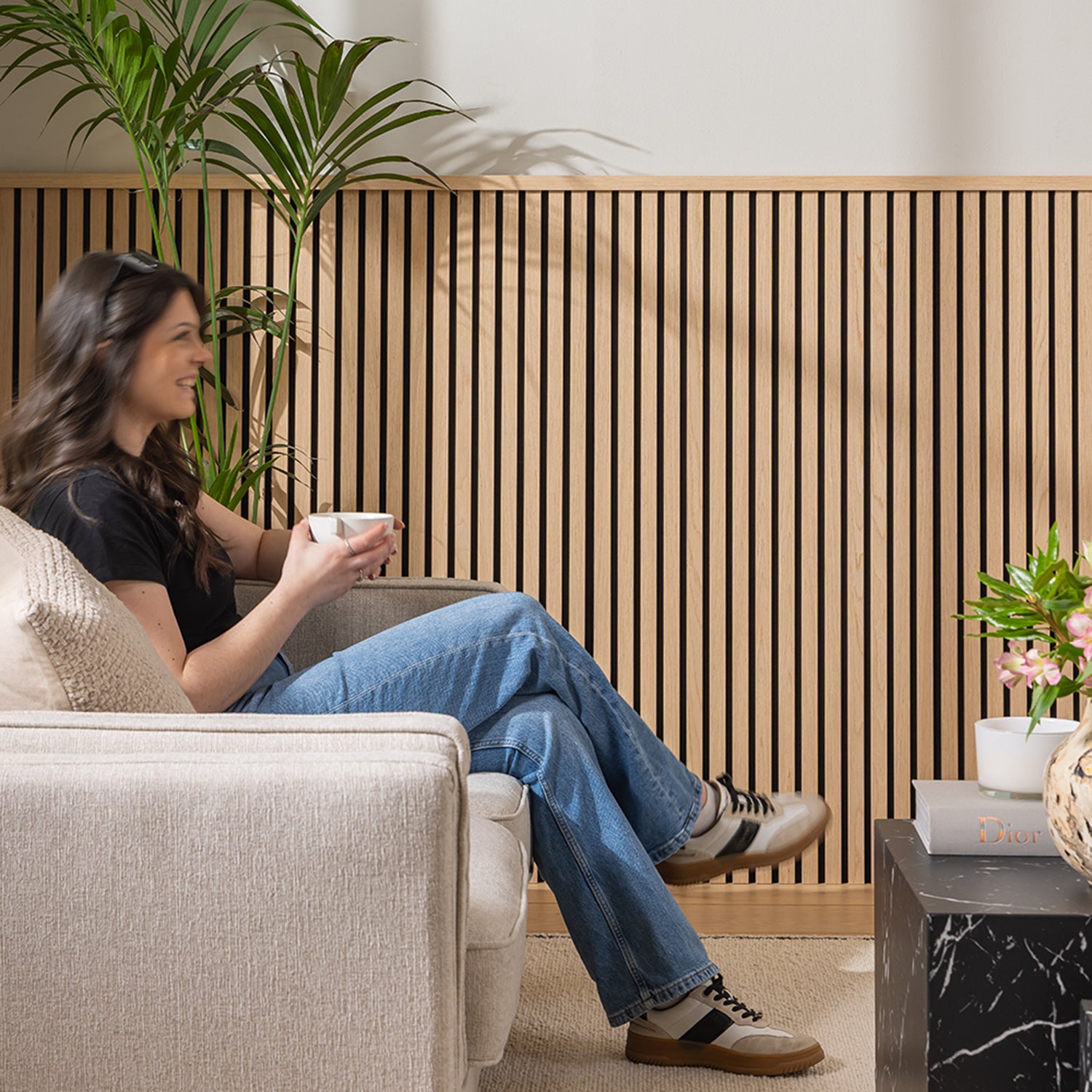 SlatWall Acoustic Half Height Natural Oak